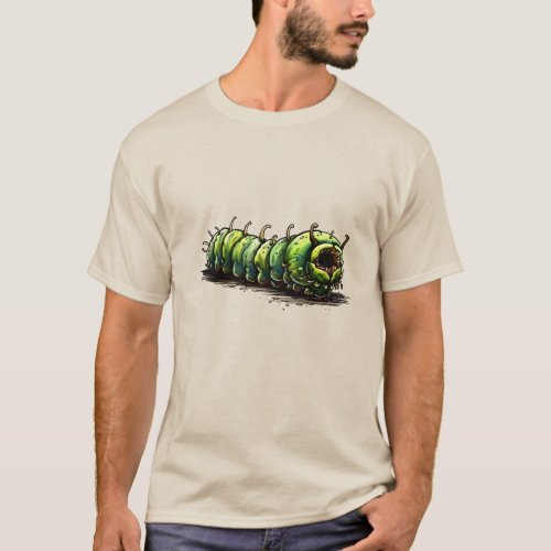 Creepy Caterpillar Illustrator Design T_Shirt