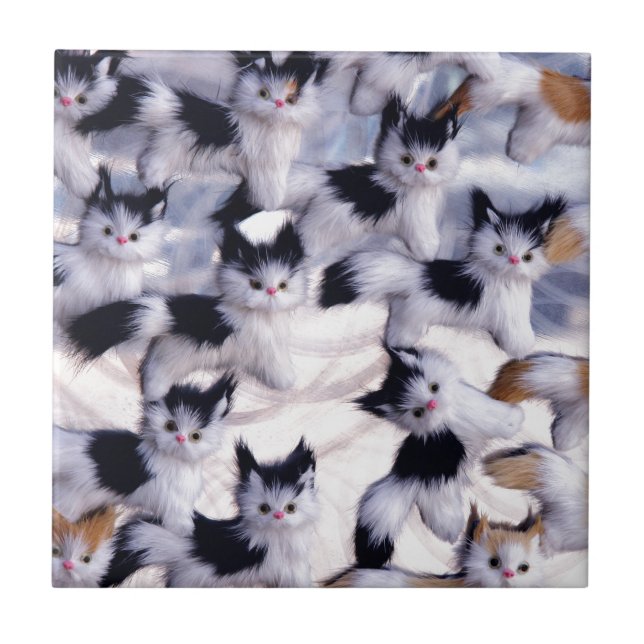 creepy cats ceramic tile (Front)