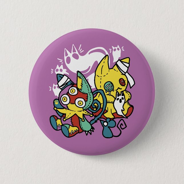 Creepy Cats Halloween Art: Paw-sitively Frightful Button (Front)