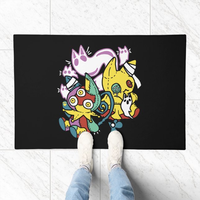 Creepy Cats Halloween Art: Paw-sitively Frightful Doormat (Indoor)