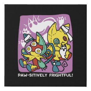 Creepy Cats Halloween Art: Paw-sitively Frightful Faux Canvas Print