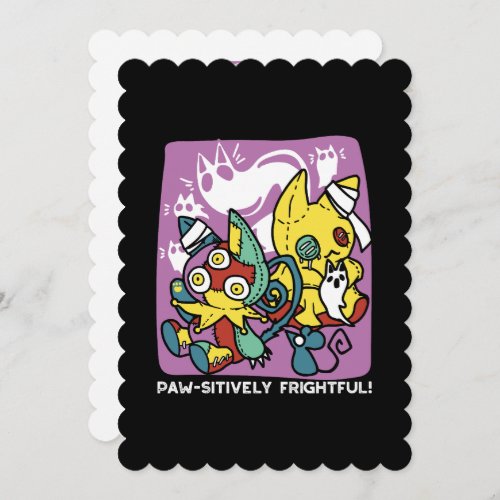 Creepy Cats Halloween Art Paw_sitively Frightful Invitation