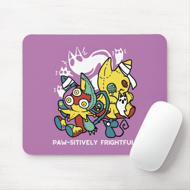 Creepy Cats Halloween Art: Paw-sitively Frightful Mouse Pad (With Mouse)