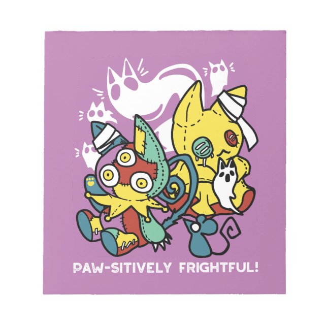 Creepy Cats Halloween Art: Paw-sitively Frightful Notepad (Front)