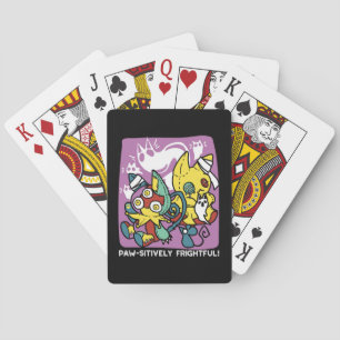 Creepy Cats Halloween Art: Paw-sitively Frightful Poker Cards