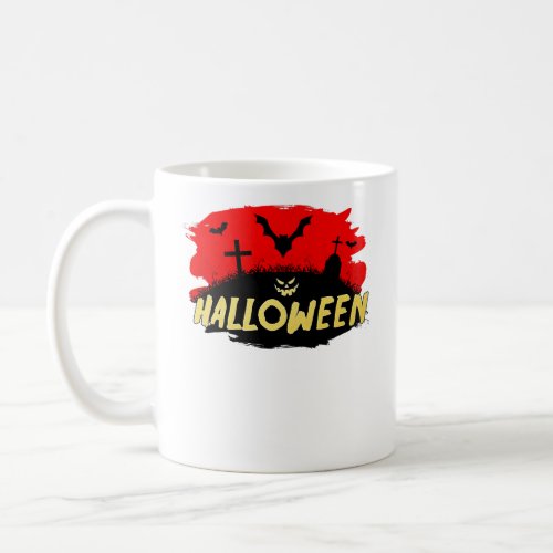 Creepy Cemetery Halloween Bats Graveyard Dark Cost Coffee Mug