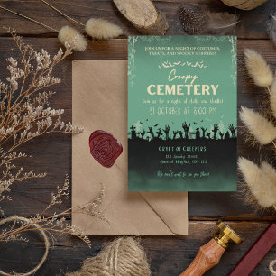 Creepy Cemetery Polished Pine with Blond Accent Invitation