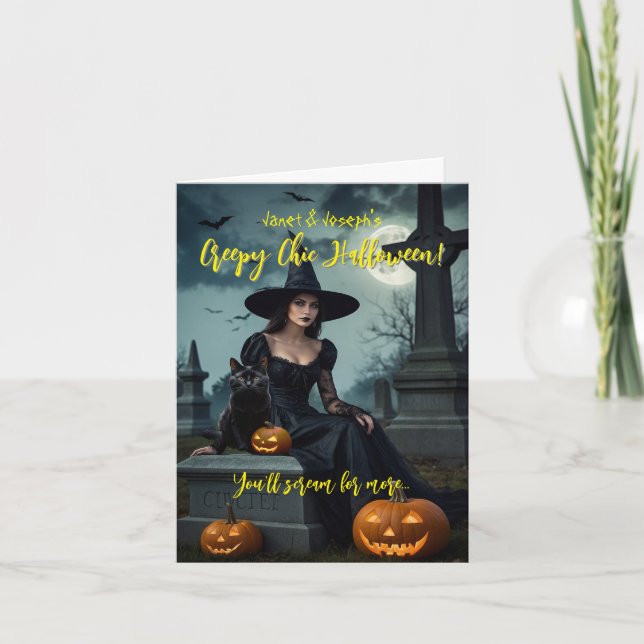 Creepy Chic Halloween Folded Invitation (Front)