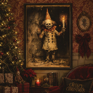 Creepy Christmas Clown Vintage Creepmas Horror Poster