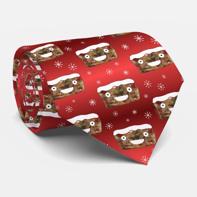 Creepy Christmas Fruitcake Pattern Red Neck Tie (Rolled)
