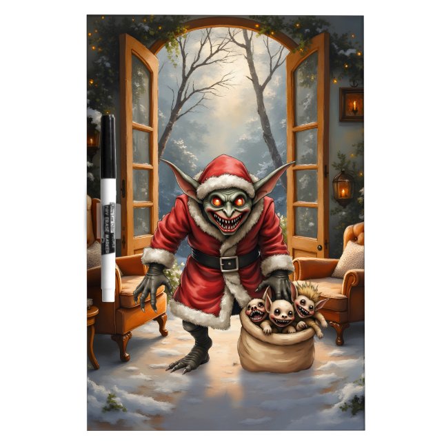 Creepy Christmas Goblin – Dark Fantasy Evil Santa  Dry Erase Board (Front)