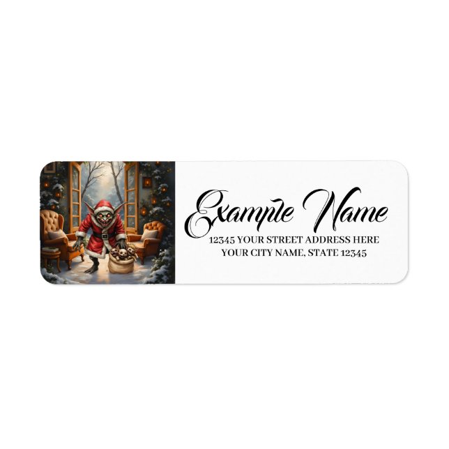 Creepy Christmas Goblin – Dark Fantasy Evil Santa  Label (Front)