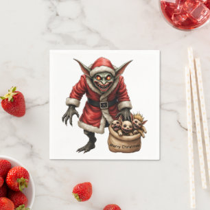 Creepy Christmas Goblin – Dark Fantasy Evil Santa Napkins