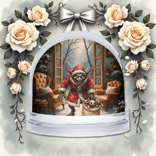 Creepy Christmas Goblin – Dark Fantasy Evil Santa Snow Globe