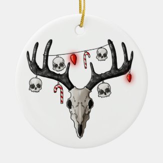 Creepy Christmas Reindeer Ceramic Ornament