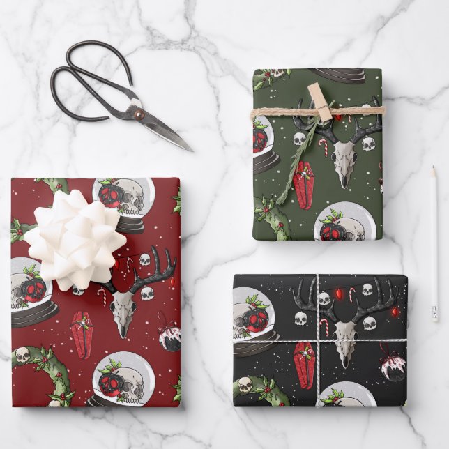 Creepy Christmas Reindeer Wrapping Paper Sheets (Front)