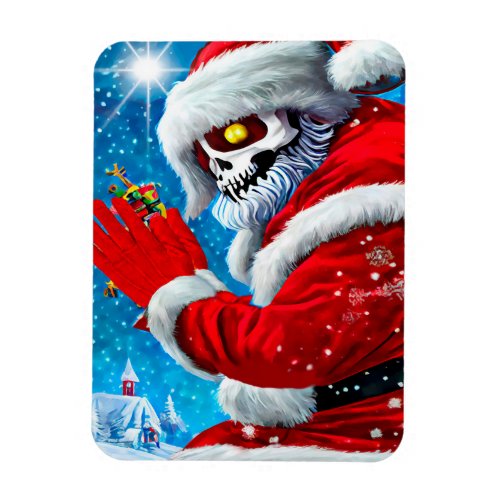 Creepy Christmas Santa Claus Skeleton Monster Art  Magnet