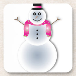 creepy christmas snowman beverage coaster