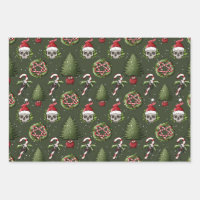 Santa Skull Goth Christmas Eco-Friendly Black Wrapping Paper