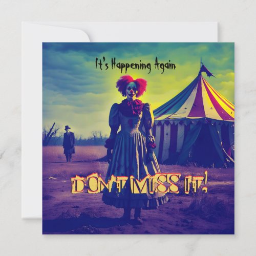 Creepy Circus Clown Adult Halloween Party Invitation