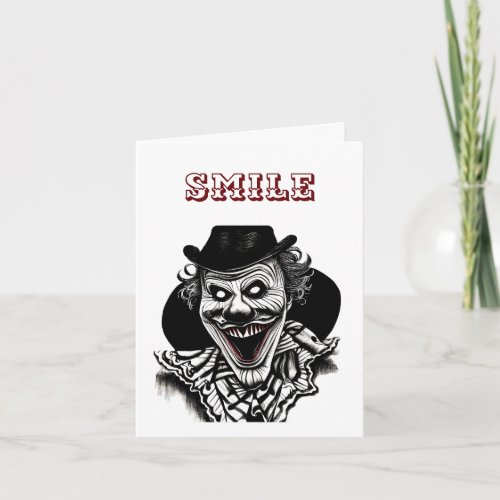 Creepy Circus Clown Halloween Birthday Card