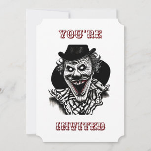 Creepy Circus Clown Vintage Halloween Party Invitation