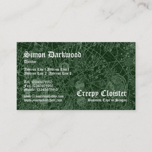 Creepy Cloister 01 - Abstact Tex - Dark Green Business Card (Front)