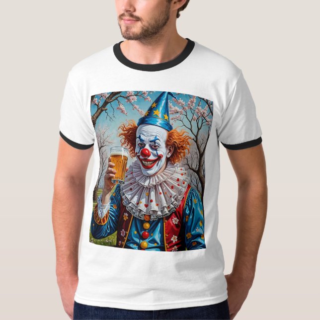 Creepy Clown Beer T-Shirt for Spring Parties (Front)