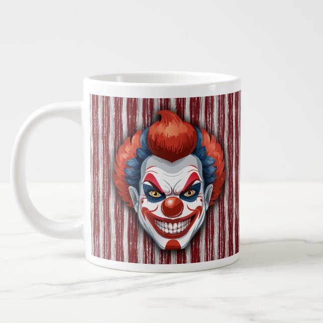 Creepy Clown Carnival Halloween Giant Coffee Mug (Left)