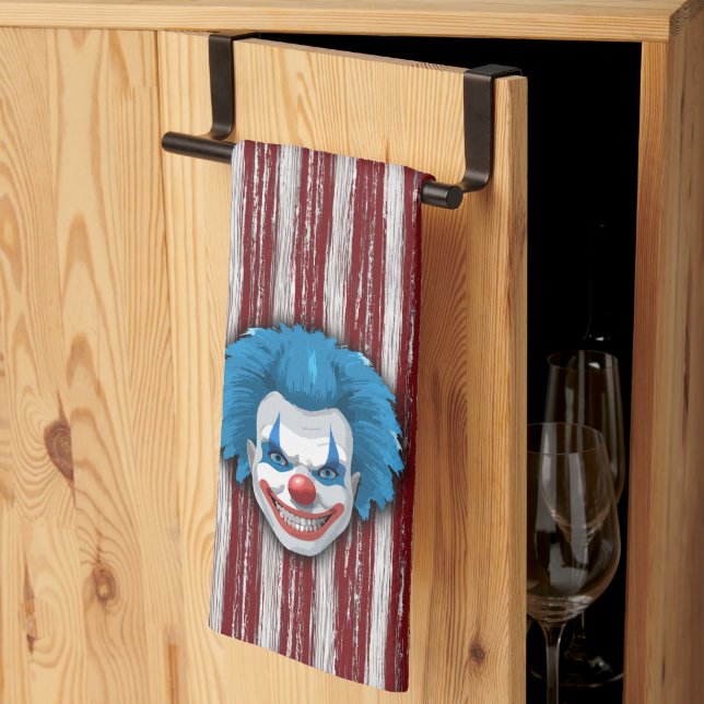 Creepy Clown Carnival Halloween Kitchen Towel (Thirds Fold)