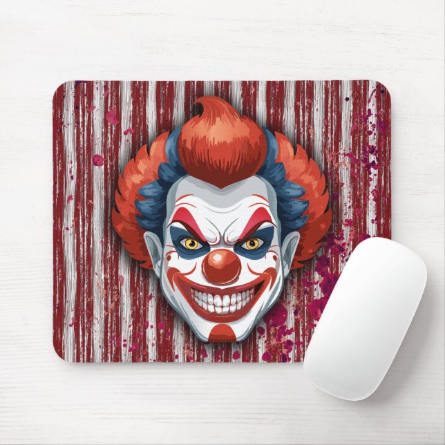 Creepy Clown Carnival Halloween Mouse Pad (With Mouse)