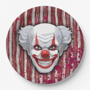 Creepy Clown Carnival Halloween Paper Plates