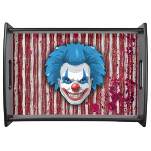 Creepy Clown Carnival Halloween Serving Tray