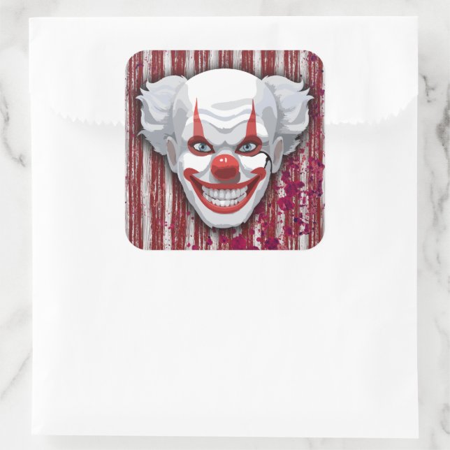 Creepy Clown Carnival Halloween Square Sticker (Bag)