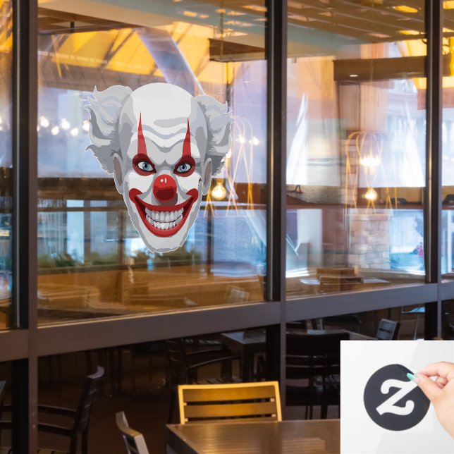 Creepy Clown Carnival Halloween Window Cling (Restaurant Window)