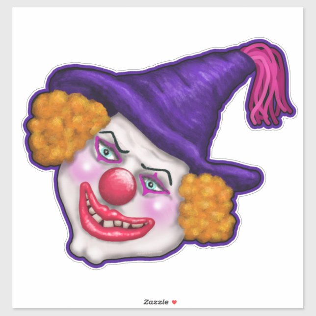 Creepy Clown Face for Halloween Fun by Cherie Sticker (Sheet)