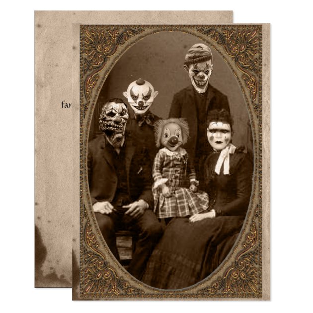 Creepy Clown Family Halloween Party Invitation