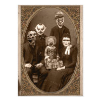 Creepy Clown Family Halloween Party Card