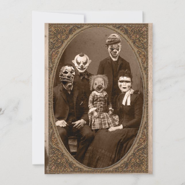 Creepy Clown Family Halloween Party Invitation (Front)