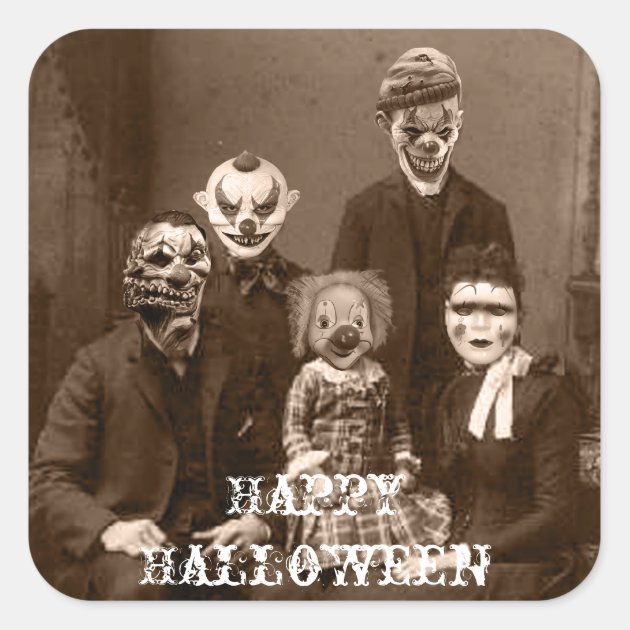 Creepy Clown Family Halloween Sticker