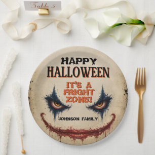 Creepy Clown Halloween Costume Party Spooky Paper Plates
