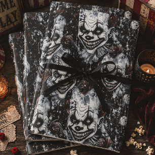 Creepy Clown Horror Halloween Wrapping Paper Sheets