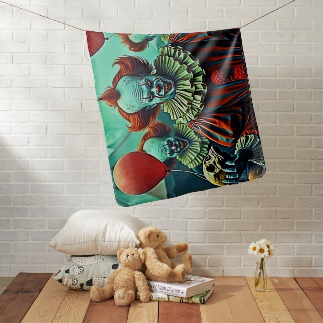 Creepy Clown Horror Scene Design Baby Blanket (In Situ)
