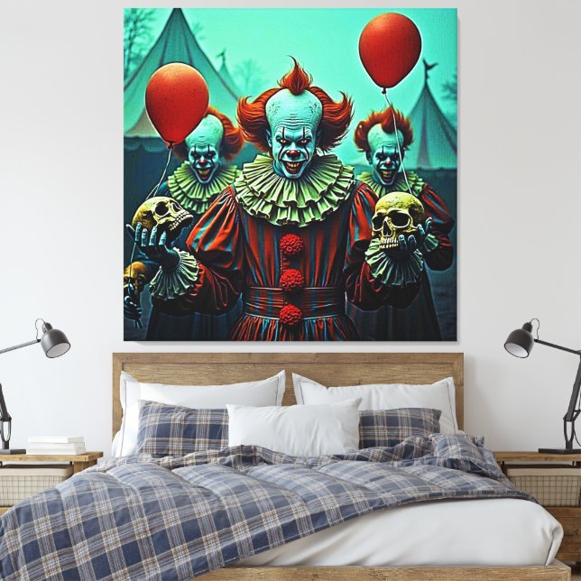 Creepy Clown Horror Scene Design Canvas Print (Insitu(Bedroom))