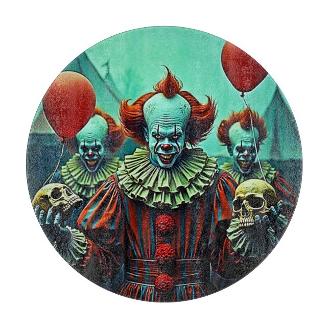 Creepy Clown Horror Scene Design Cutting Board (Front)