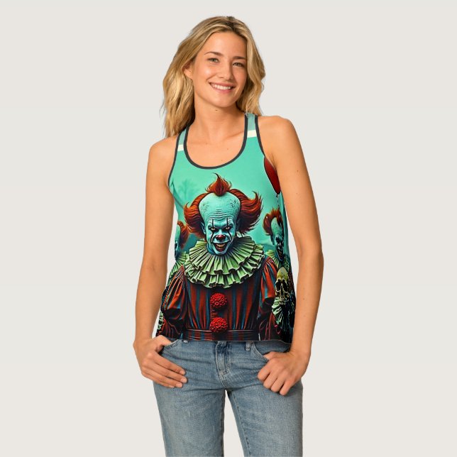 Creepy Clown Horror Scene Design Tank Top (Front Full)