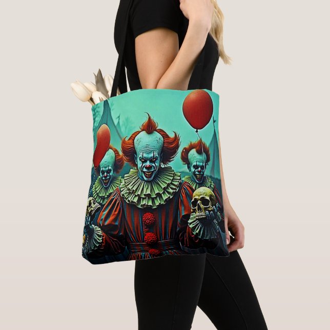 Creepy Clown Horror Scene Design Tote Bag (Close Up)