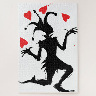 Creepy Clown Playing with Hearts Jigsaw Puzzle