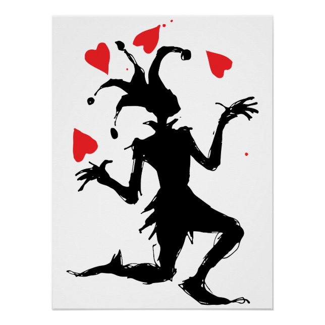 Creepy Clown Playing with Hearts Poster (Front)