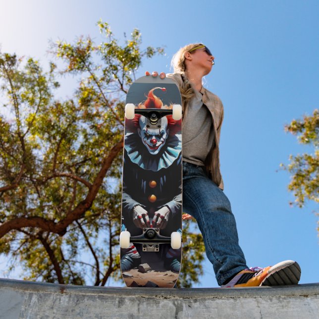 Creepy Clown Sitting Skateboard (Outdoor 1)